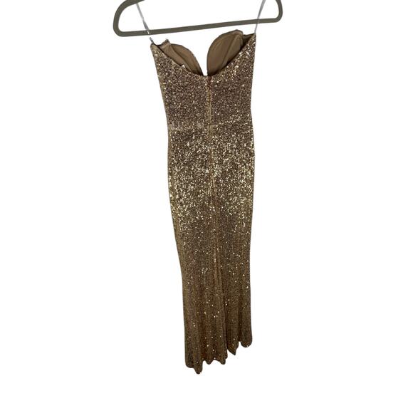Nookie Lumiere Gown Sequined Embellished Strapless Evening Formal Party Gold SM - Picture 8 of 12